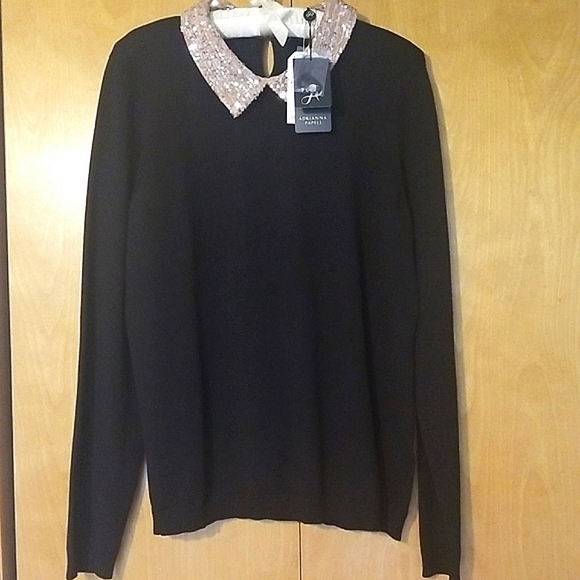 Adrianna Papell Sweaters - Adrianna Papell Sweater With Sequined Collar